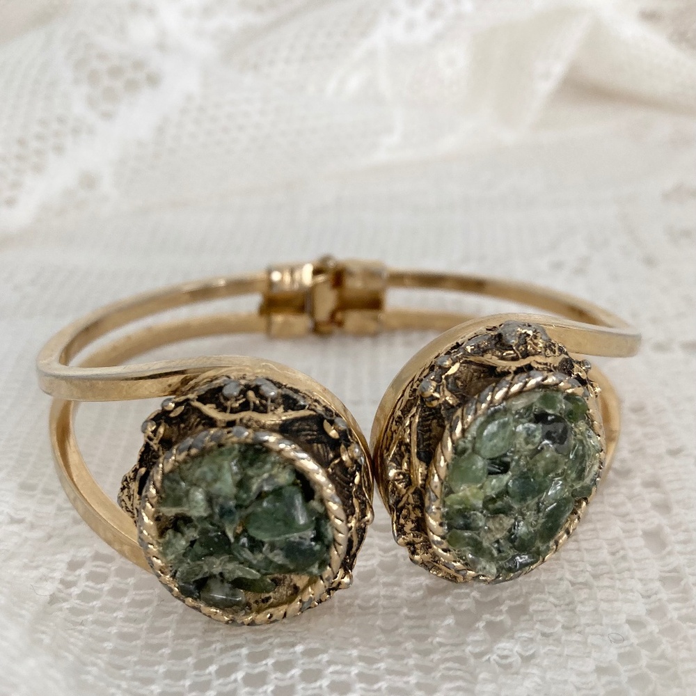 1970s Chipped Jade Clamper Bracelet